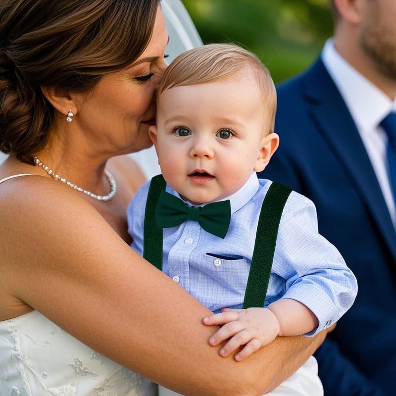 BEWDIO Adjustable Baby Boy Suspenders and Bow Tie, Pre-tied Kids Bowtie and Elastic Suspenders with 4 Strong Metal Clips - Image 5